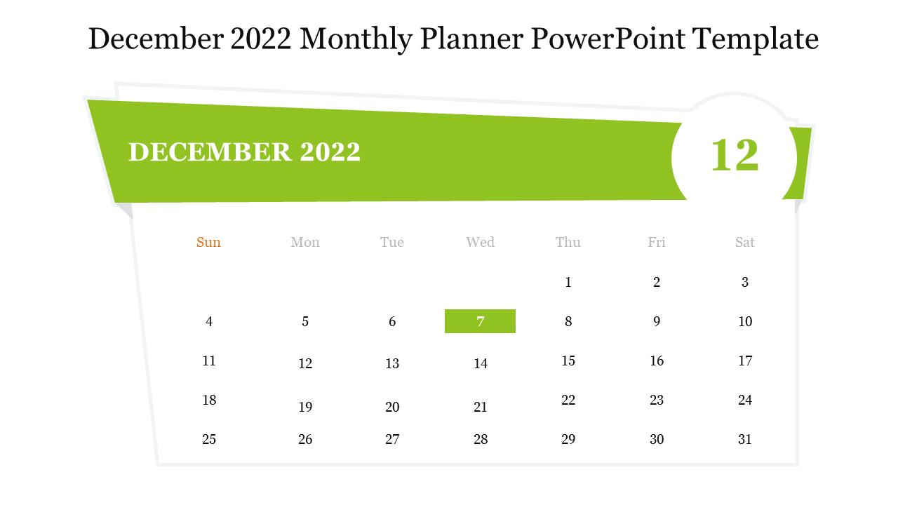 December 2022 Monthly Planner PowerPoint Template
